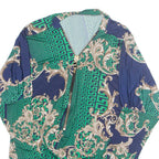 Womens Printed Blouse Green High Neck 3/4 Sleeve Geometric L
