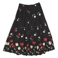 YOUNG SCENE Womens Black Floral Print Midi Button Woven Skirt M Rayon Elegant