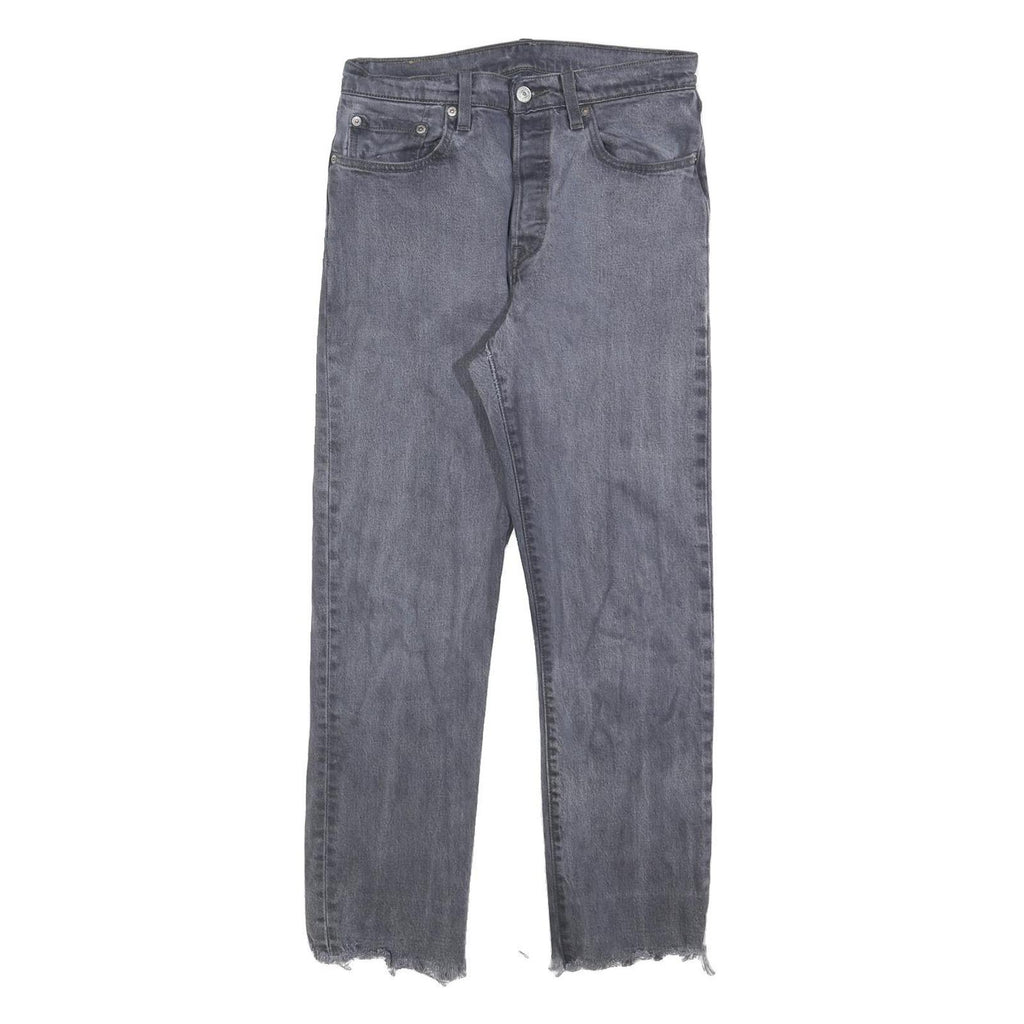 LEVI'S 501 Womens Jeans Blue Regular Straight Denim Medium W27 L28 Raw Hem