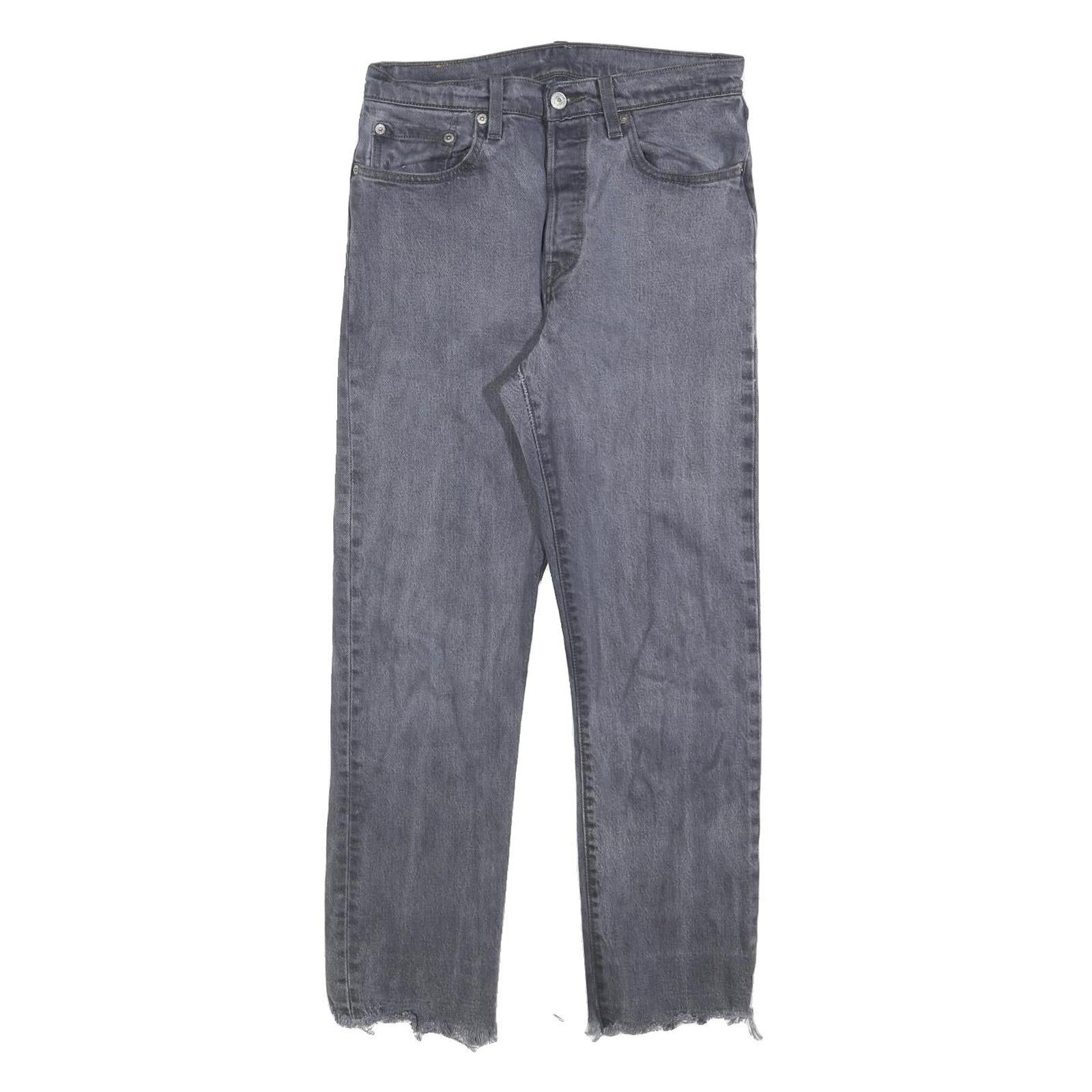 LEVI'S 501 Womens Jeans Blue Regular Straight Denim Medium W27 L28 Raw Hem