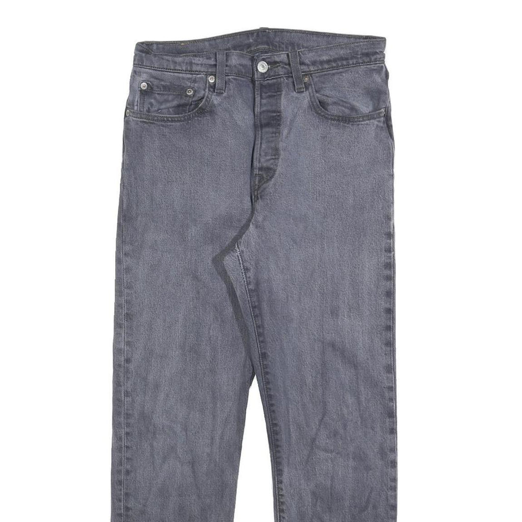 LEVI'S 501 Womens Jeans Blue Regular Straight Denim Medium W27 L28 Raw Hem