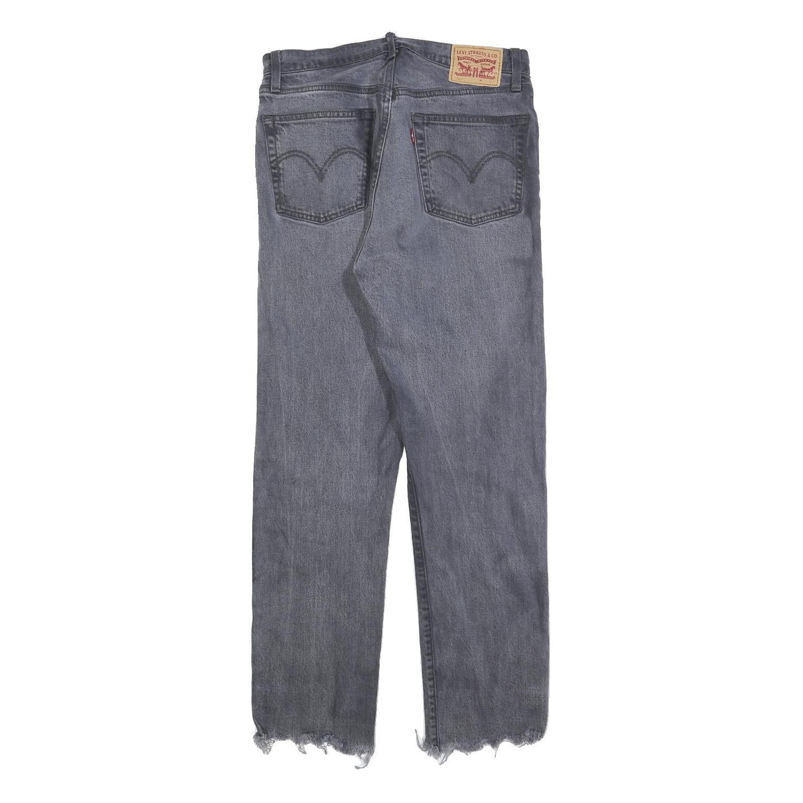 LEVI'S 501 Womens Jeans Blue Regular Straight Denim Medium W27 L28 Raw Hem