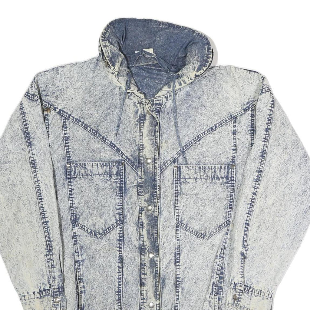 PAN ASIA Womens Blue Denim Jacket M Cotton Button Closure Acid Wash Style