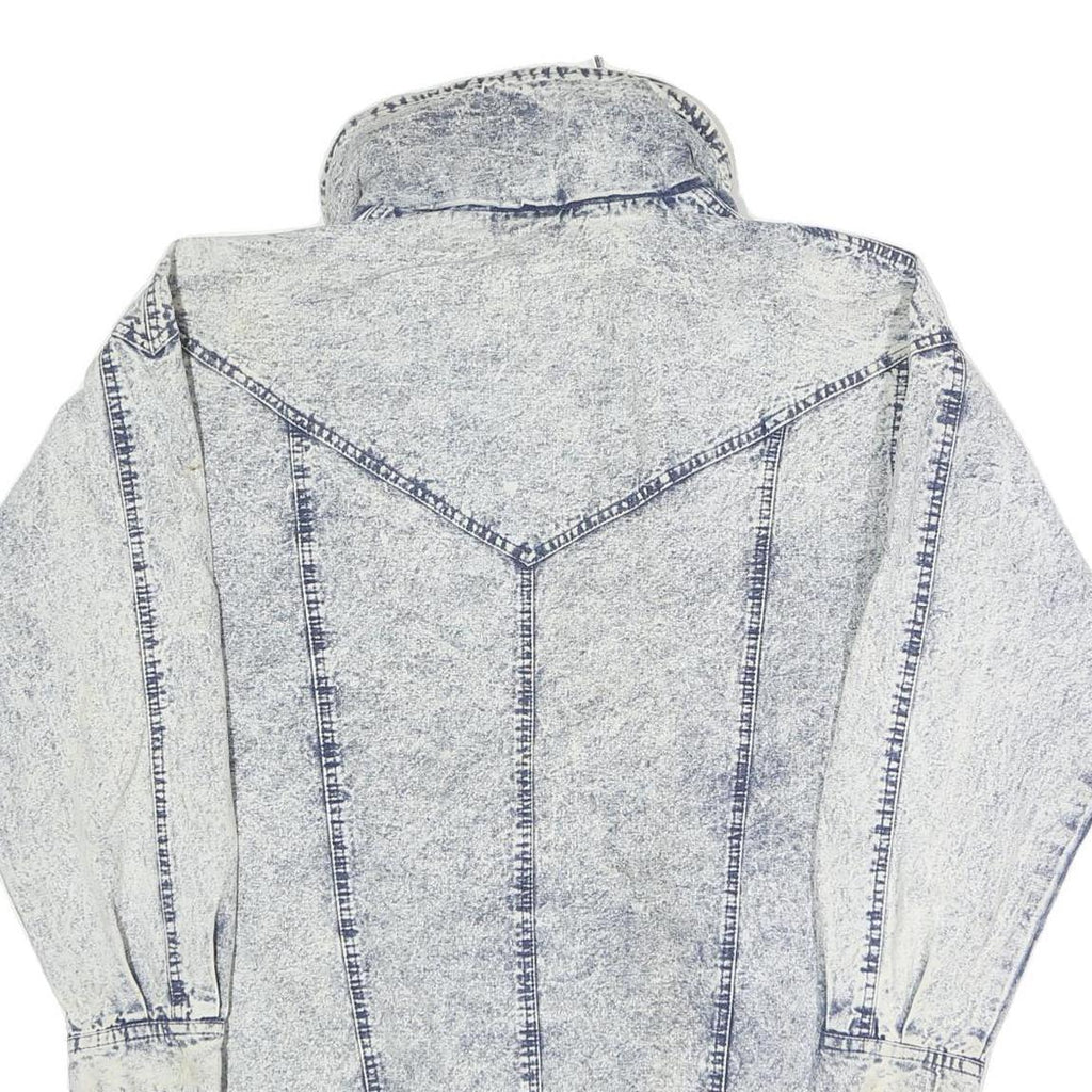 PAN ASIA Womens Blue Denim Jacket M Cotton Button Closure Acid Wash Style