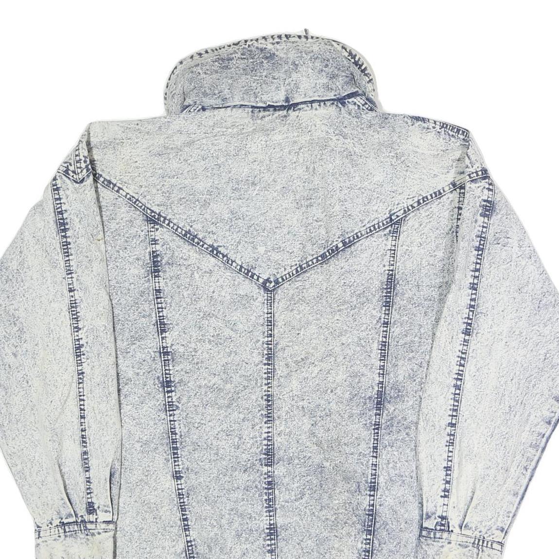 PAN ASIA Womens Blue Denim Jacket M Cotton Button Closure Acid Wash Style