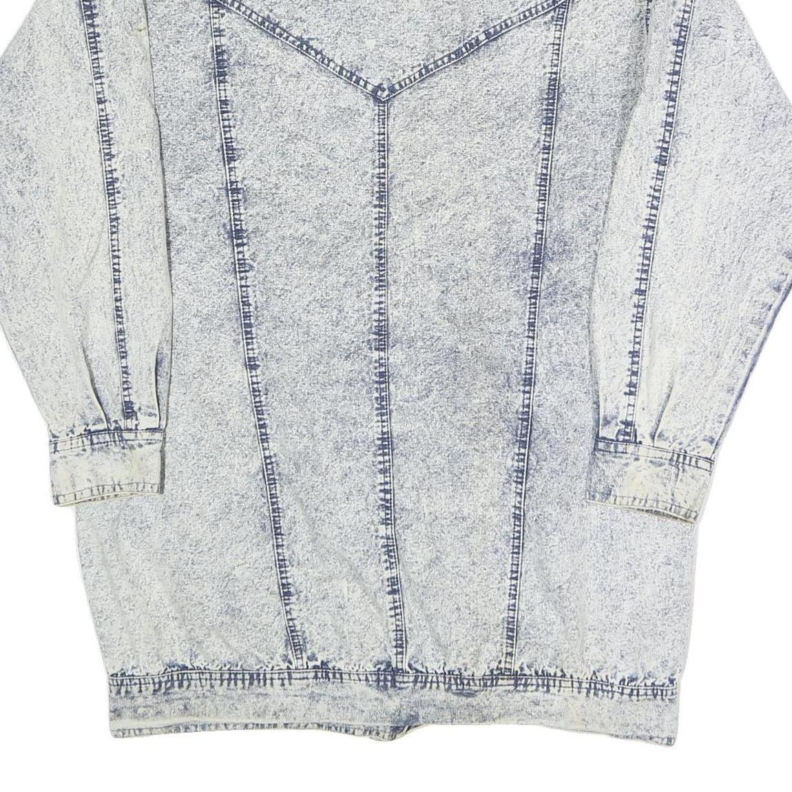 PAN ASIA Womens Blue Denim Jacket M Cotton Button Closure Acid Wash Style