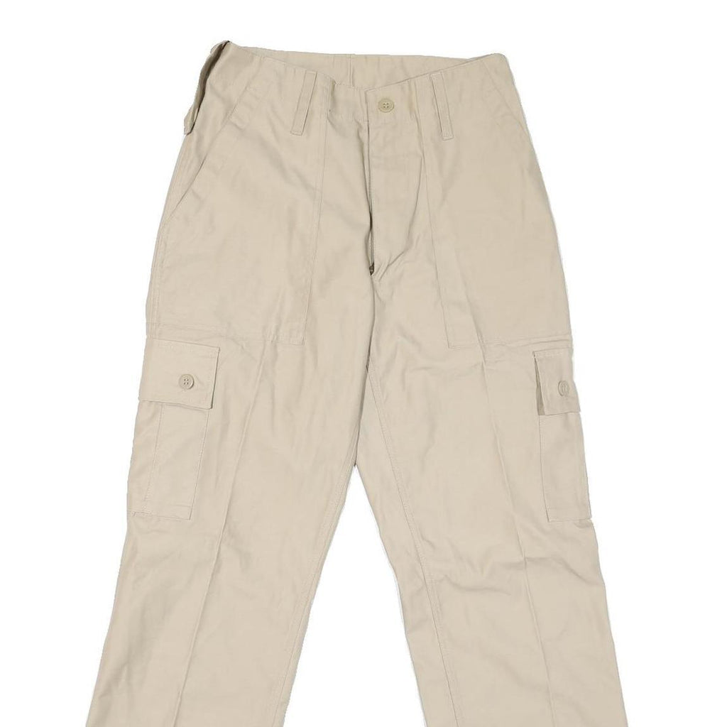 Beige Mens Regular Fit Cargo Trousers Zip Closure W28 L30 Cotton Blend Casual