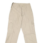 Beige Mens Regular Fit Cargo Trousers Zip Closure W28 L30 Cotton Blend Casual