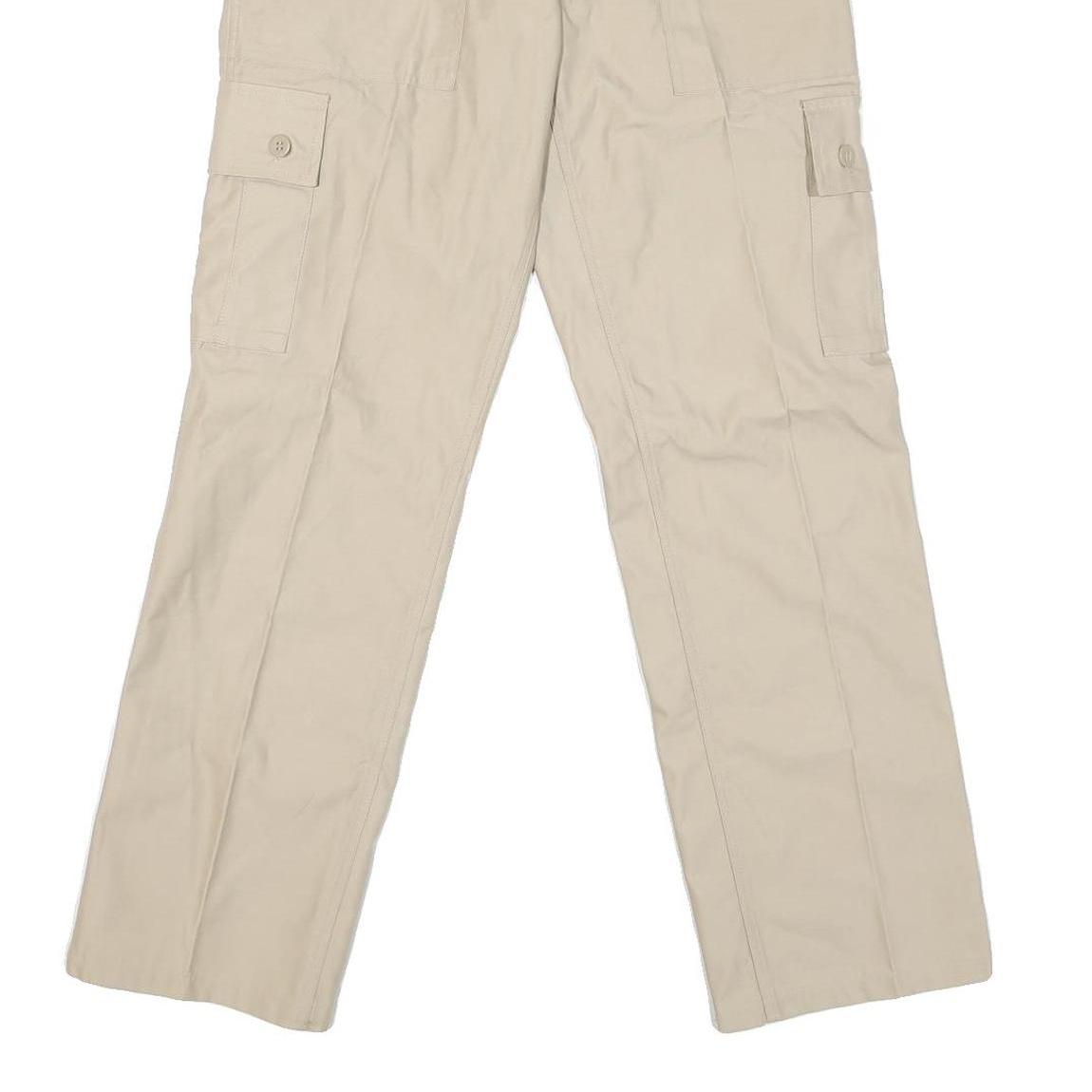 Beige Mens Regular Fit Cargo Trousers Zip Closure W28 L30 Cotton Blend Casual