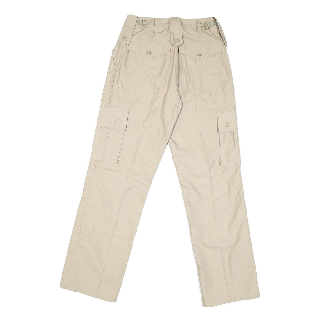 Beige Mens Regular Fit Cargo Trousers Zip Closure W28 L30 Cotton Blend Casual