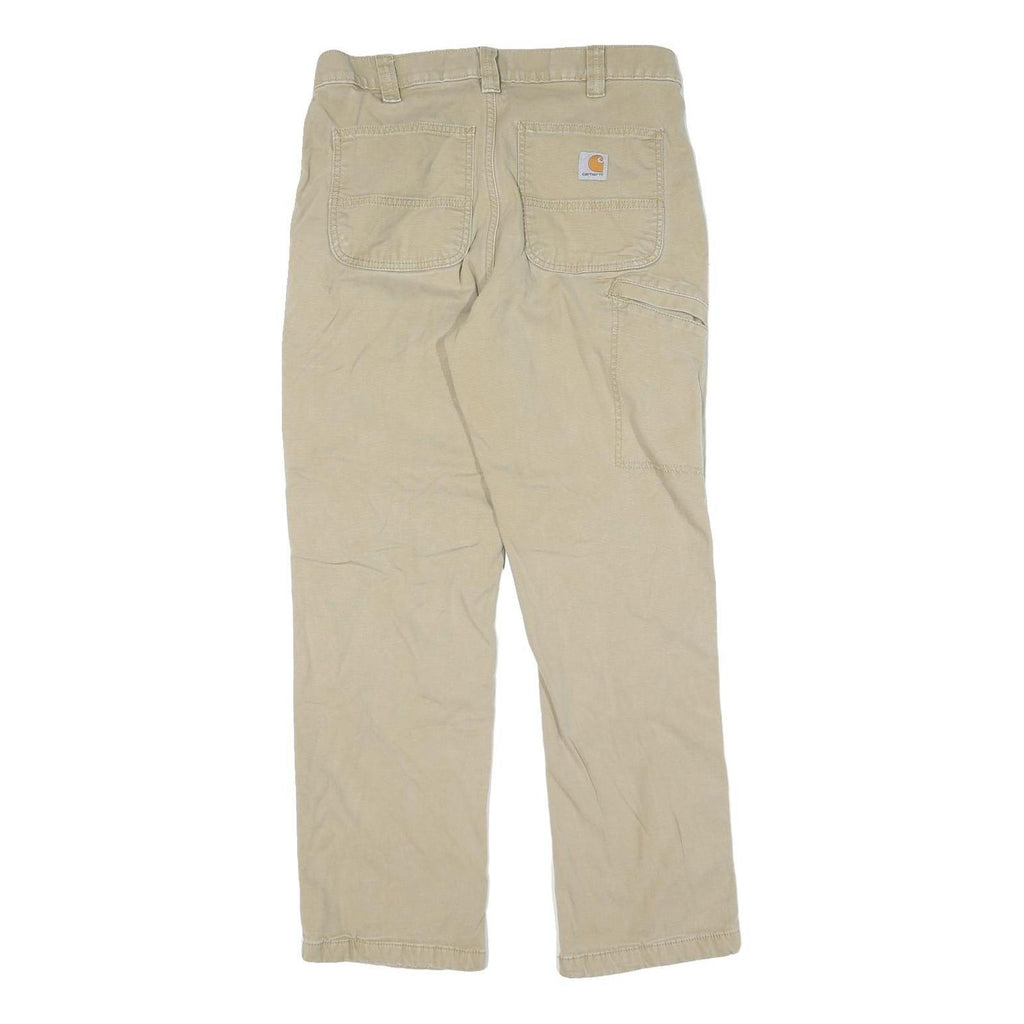 CARHARTT Mens Cotton Beige Regular Straight Trousers W33 L30 Workwear Zip