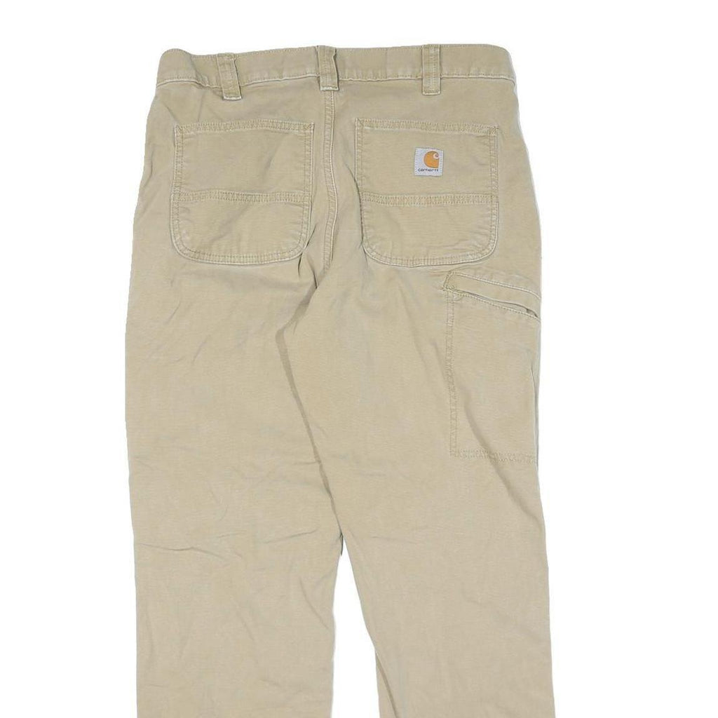 CARHARTT Mens Cotton Beige Regular Straight Trousers W33 L30 Workwear Zip
