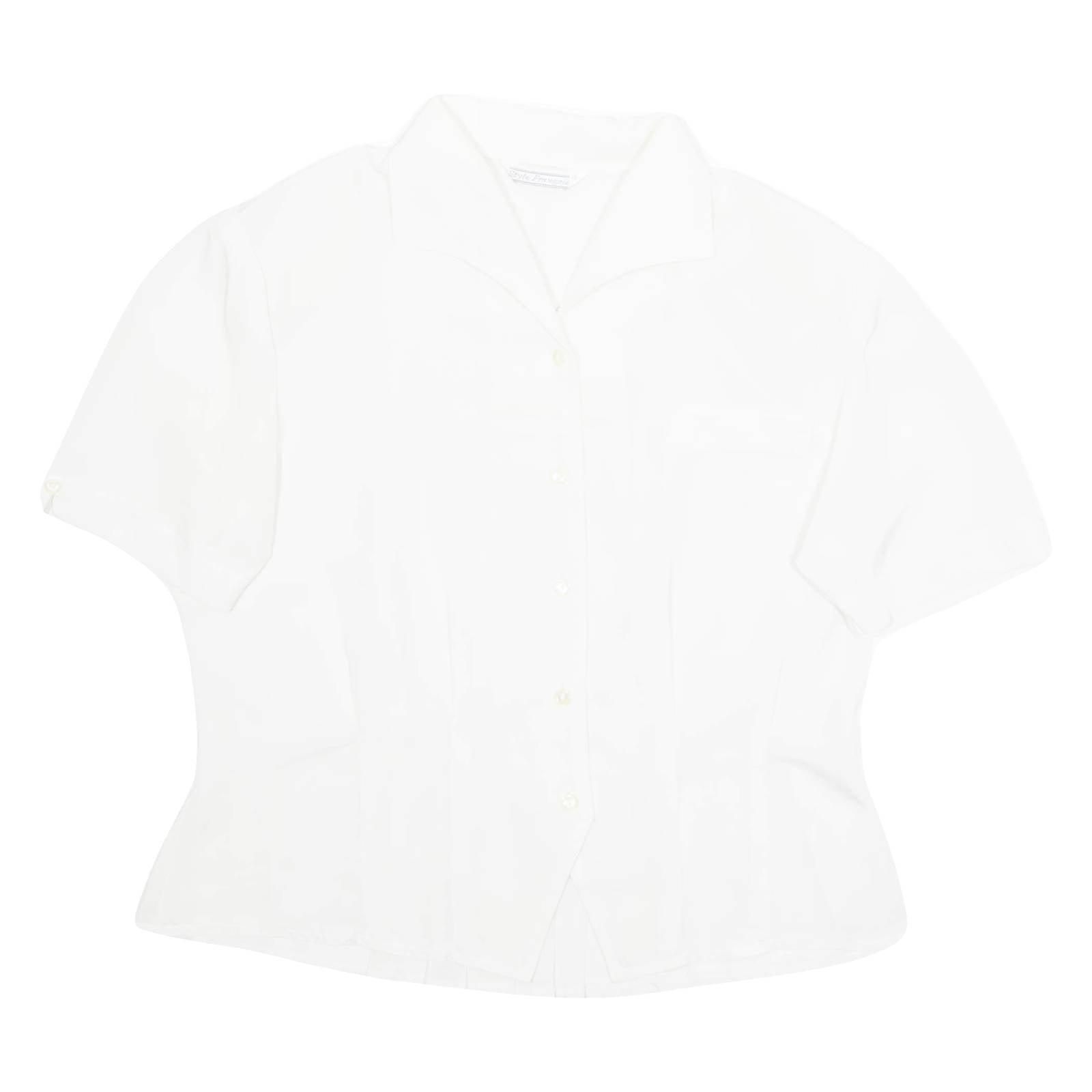STYLE FRANCAIS Womens Blouse White Collared M