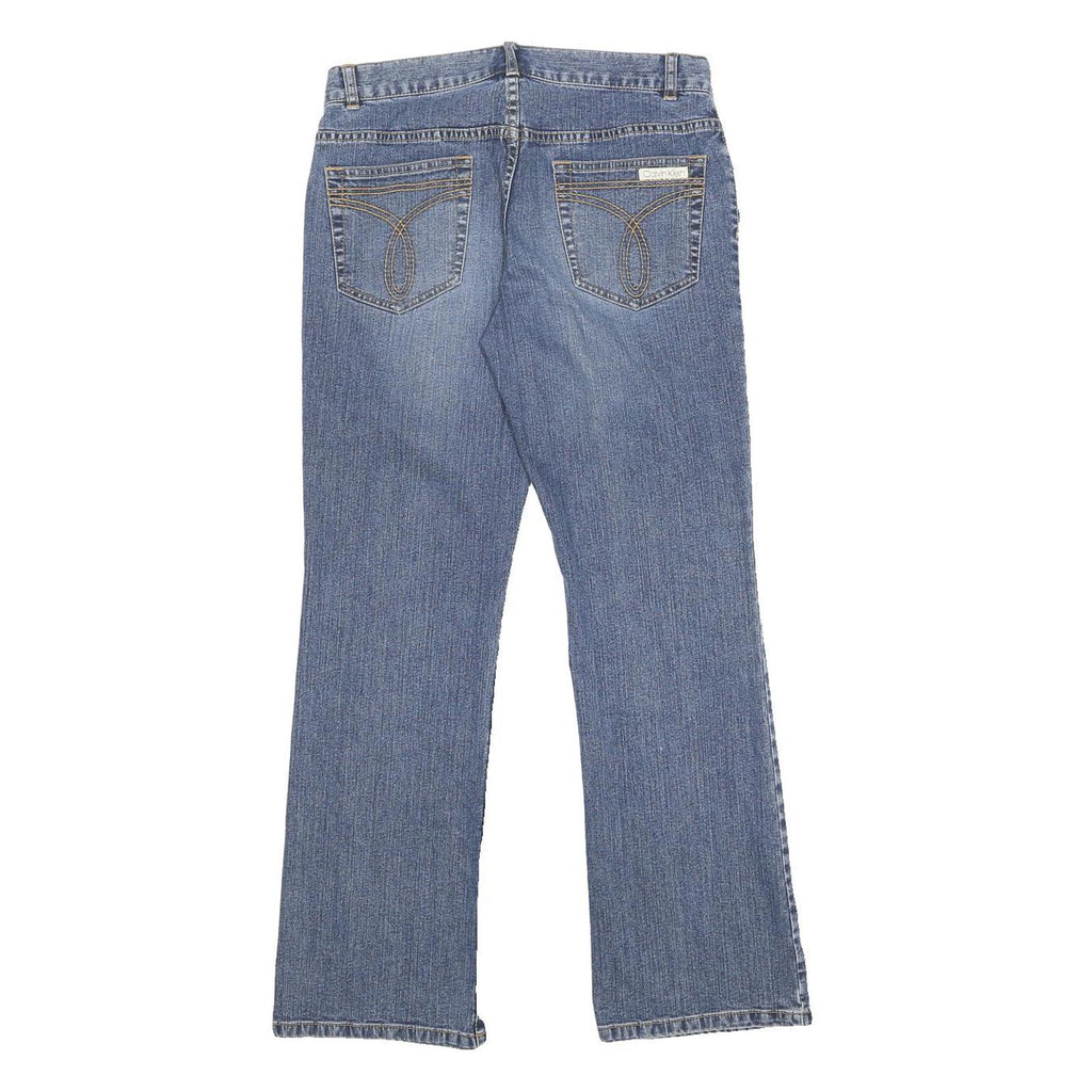 CALVIN KLEIN JEANS Womens Blue Regular Straight Denim Rinse W32 L30 Button Waist
