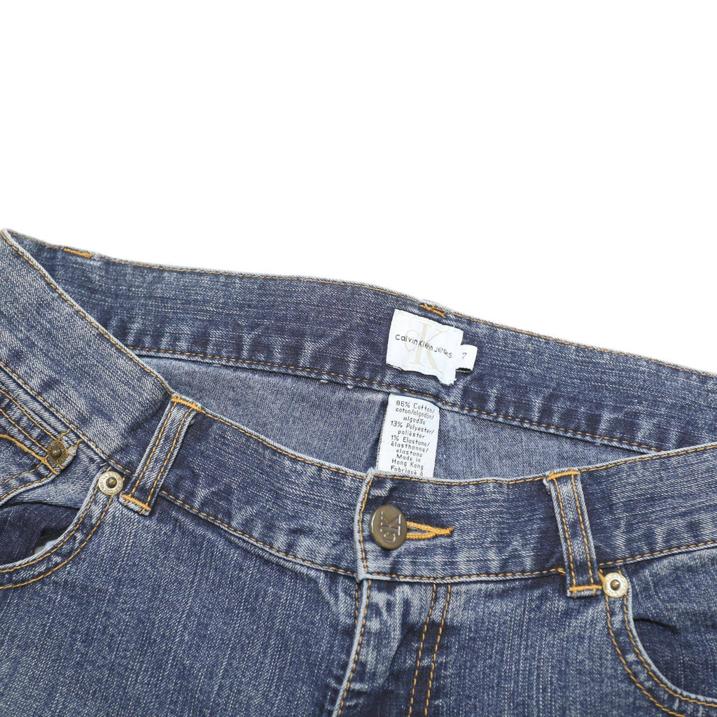 CALVIN KLEIN JEANS Womens Blue Regular Straight Denim Rinse W32 L30 Button Waist