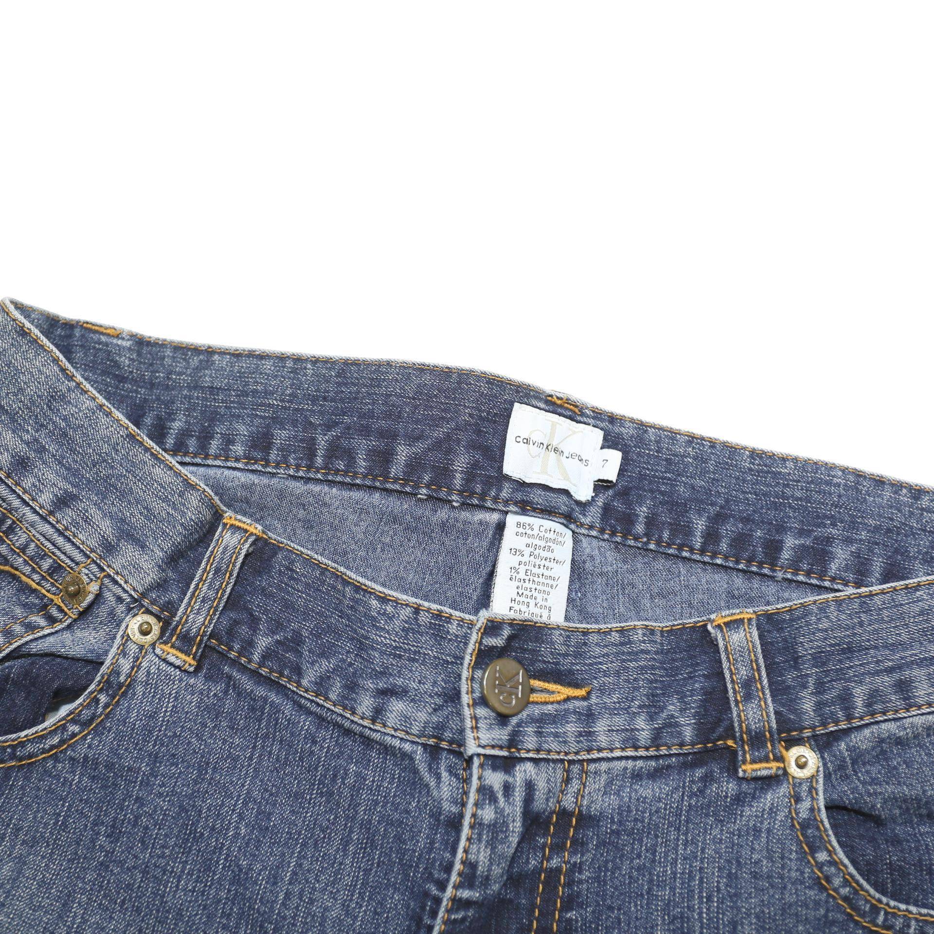 CALVIN KLEIN JEANS Womens Blue Regular Straight Denim Rinse W32 L30 Button Waist