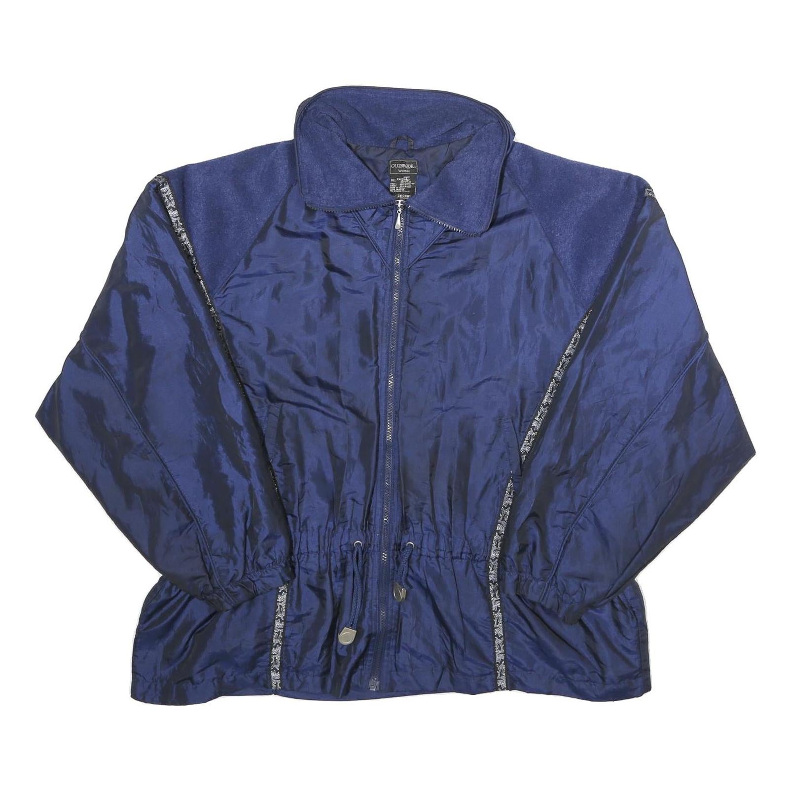 OUTBROOK Womens Blue Navy Jacket UK 26 Polyester Blend Zip Lightweight Casual