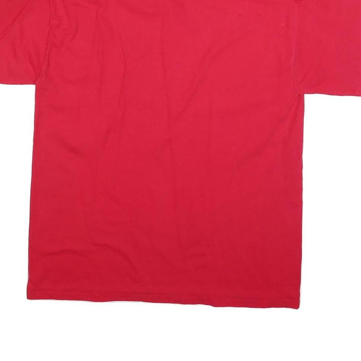 CHAMPION Mens Red Plain T-Shirt L Short Sleeve Crew Neck Classic Cotton Blend
