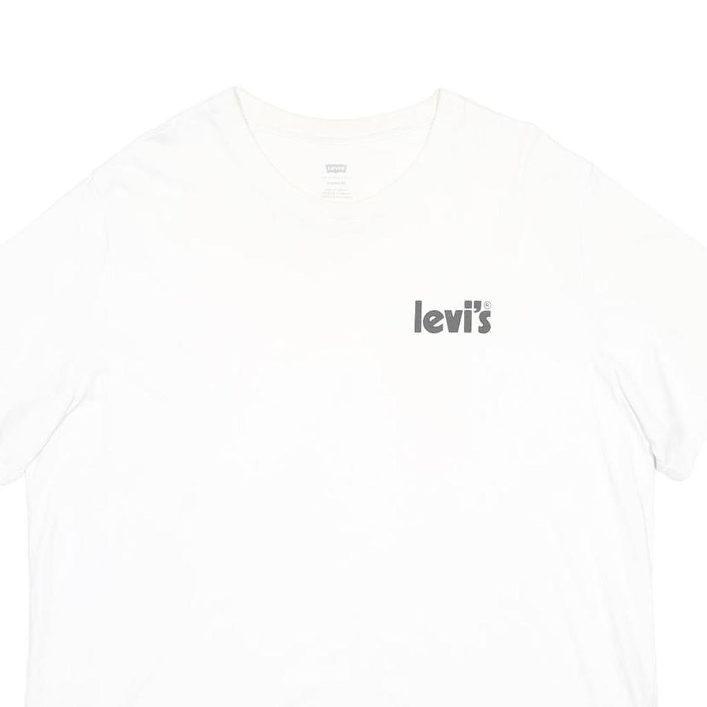 LEVI'S Mens White Graphic T-Shirt 2XL Short Sleeve Crew Neck Logo Print