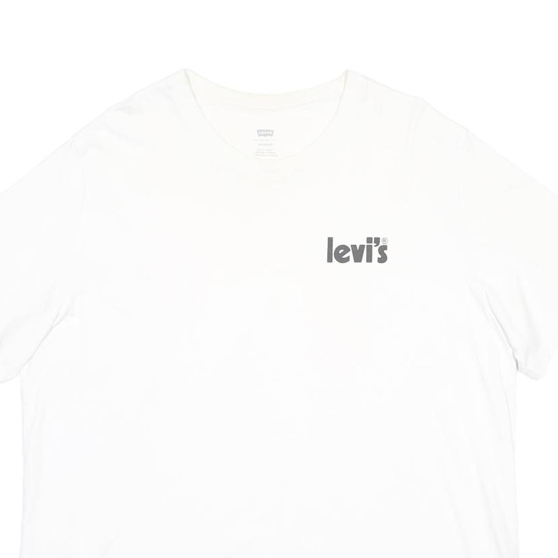 LEVI'S Mens White Graphic T-Shirt 2XL Short Sleeve Crew Neck Logo Print