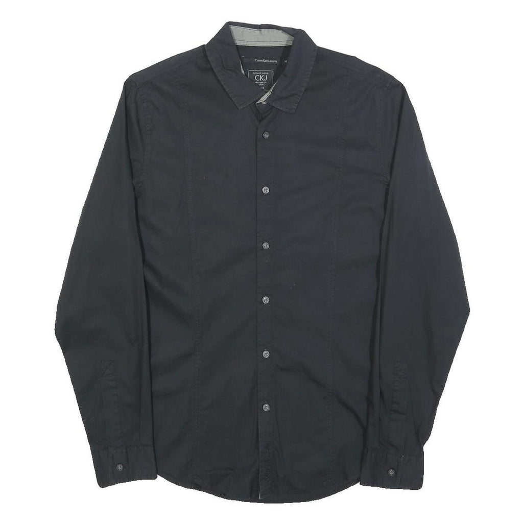 CALVIN KLEIN JEANS Mens Black Shirt M Classic Cotton Blend Long Sleeve Casual