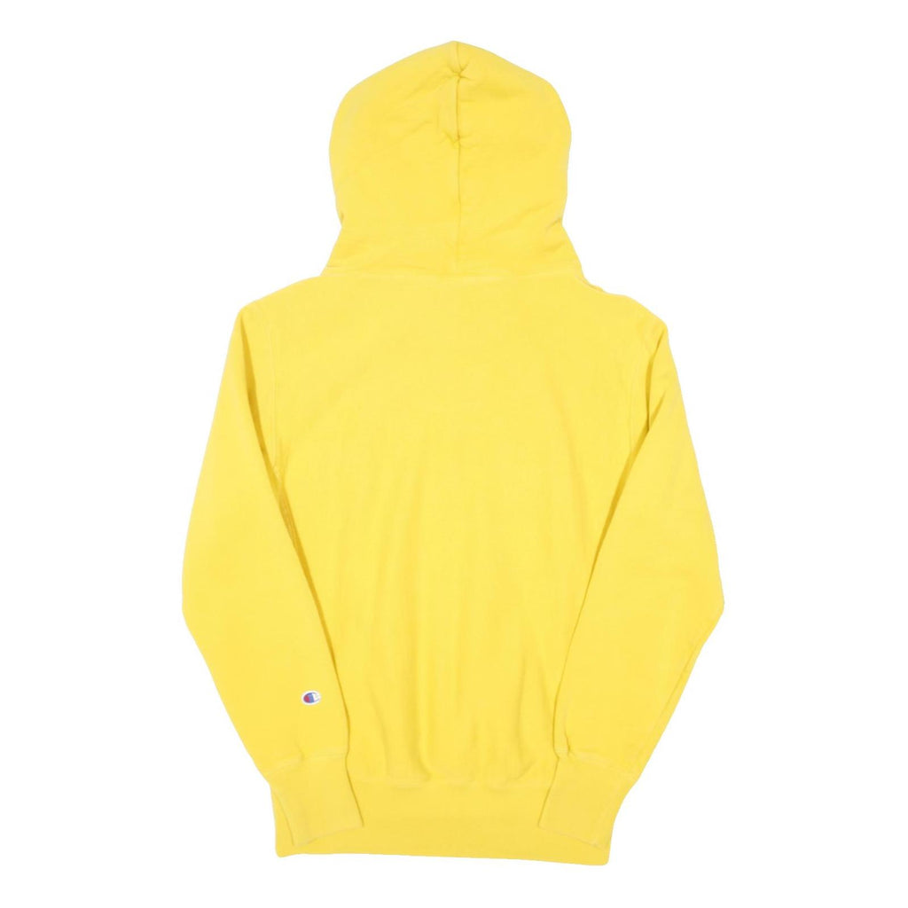 CHAMPION REVERSE WEAVE Womens Yellow Hoodie S Cotton Blend Pullover Sweatshirt