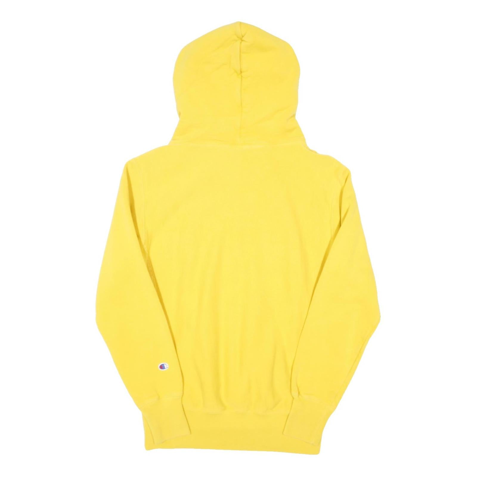 CHAMPION REVERSE WEAVE Womens Yellow Hoodie S Cotton Blend Pullover Sweatshirt