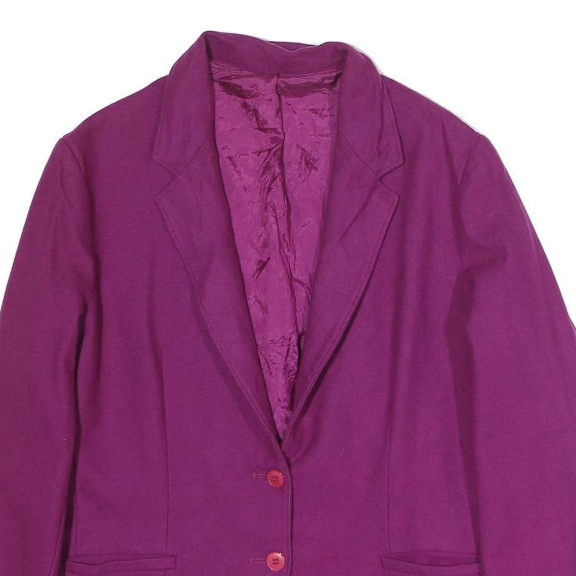 CROSS COUNTRY FASHIONS Womens Purple Wool Classic Jacket L Button Closure