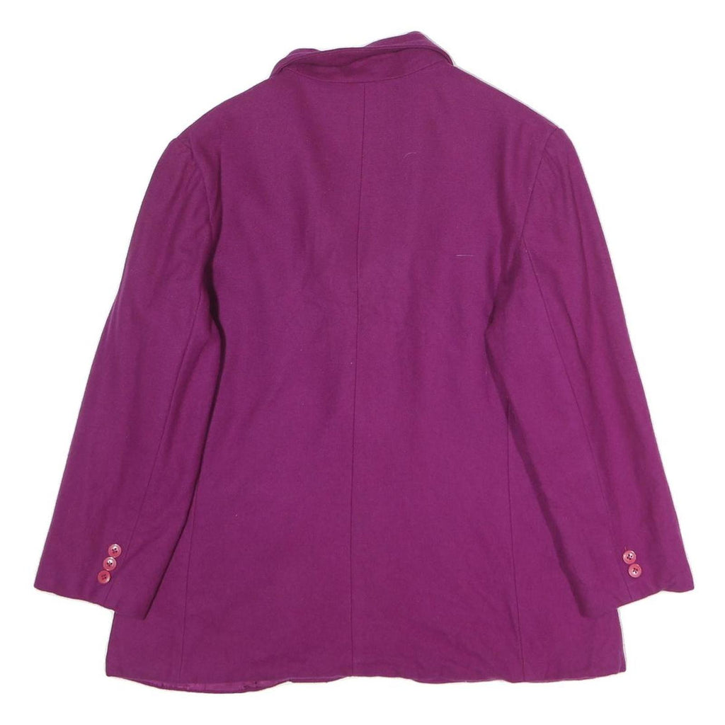 CROSS COUNTRY FASHIONS Womens Purple Wool Classic Jacket L Button Closure