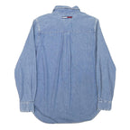 TOMMY HILFIGER Womens Blue Denim Shirt M Button Denim Cotton Blend Long Sleeve