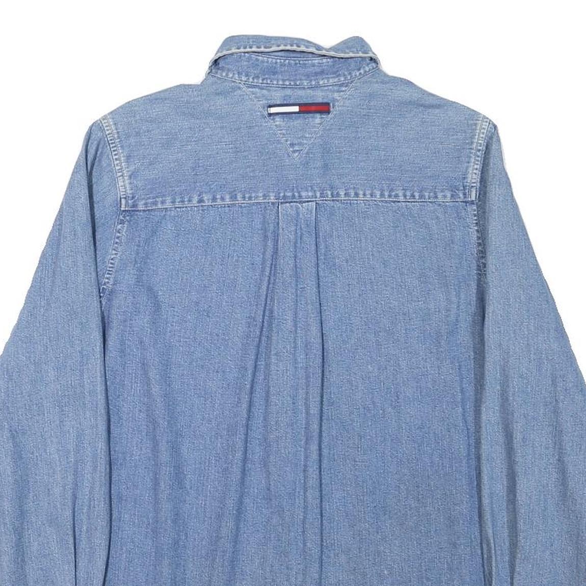 TOMMY HILFIGER Womens Blue Denim Shirt M Button Denim Cotton Blend Long Sleeve