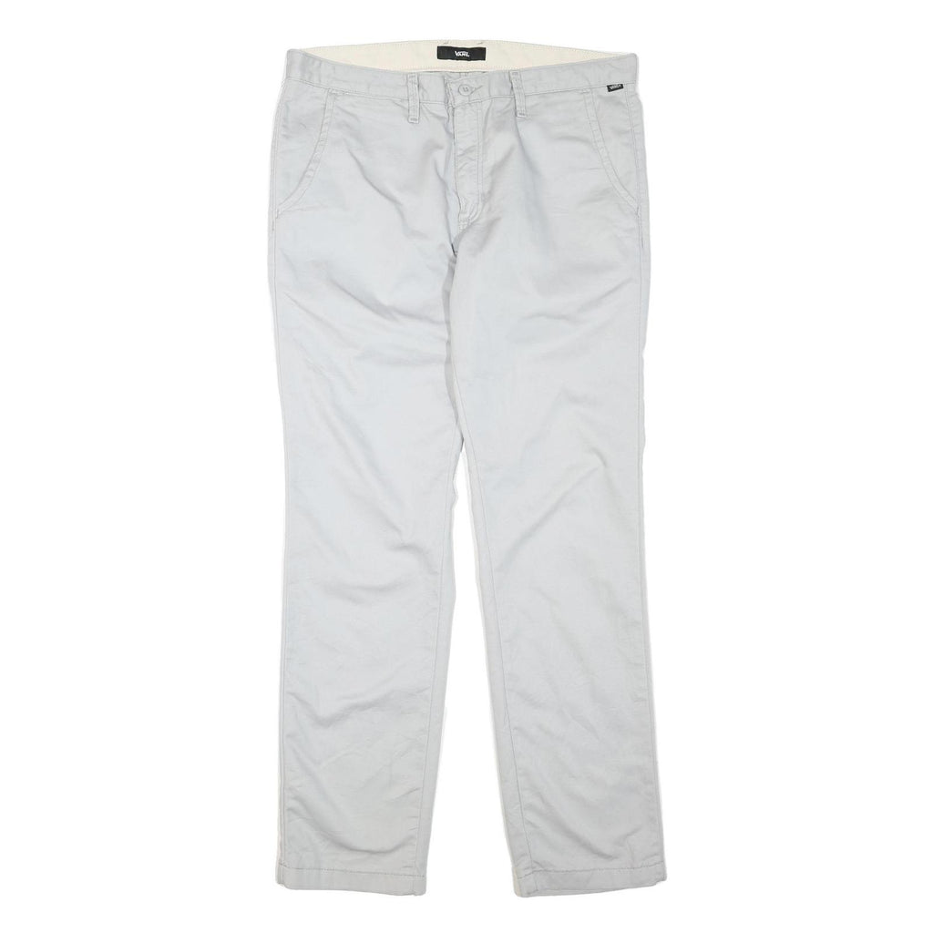 VANS Mens Cotton Blend Light Grey Regular Fit Straight Leg Trousers W38 L34