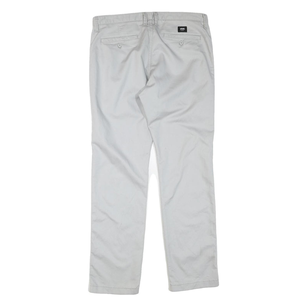 VANS Mens Cotton Blend Light Grey Regular Fit Straight Leg Trousers W38 L34