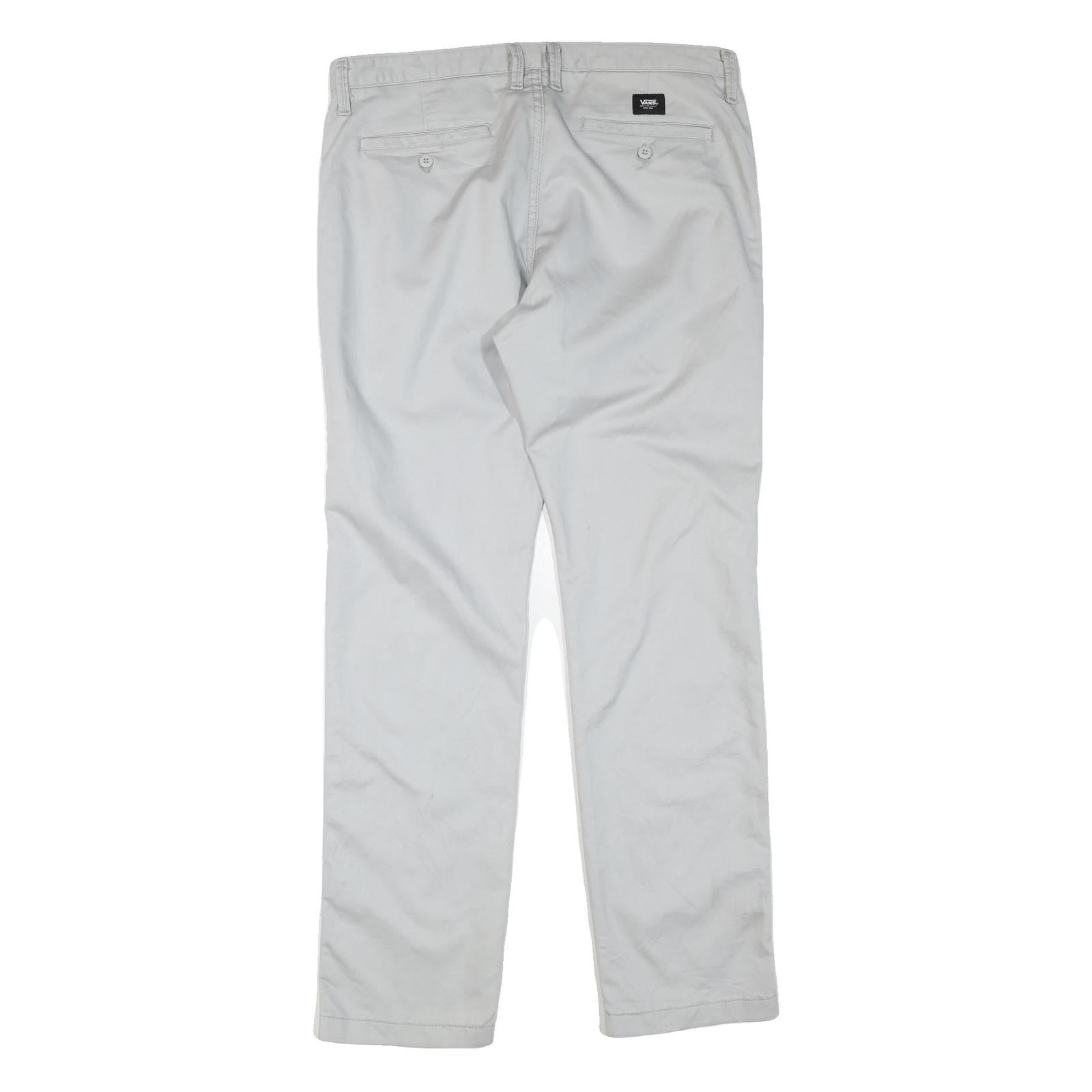 VANS Mens Cotton Blend Light Grey Regular Fit Straight Leg Trousers W38 L34