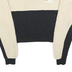 FILA Womens Cream & Black Crew Neck S Sherpa Fleece Sweatshirt Crop Top