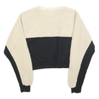 FILA Womens Cream & Black Crew Neck S Sherpa Fleece Sweatshirt Crop Top