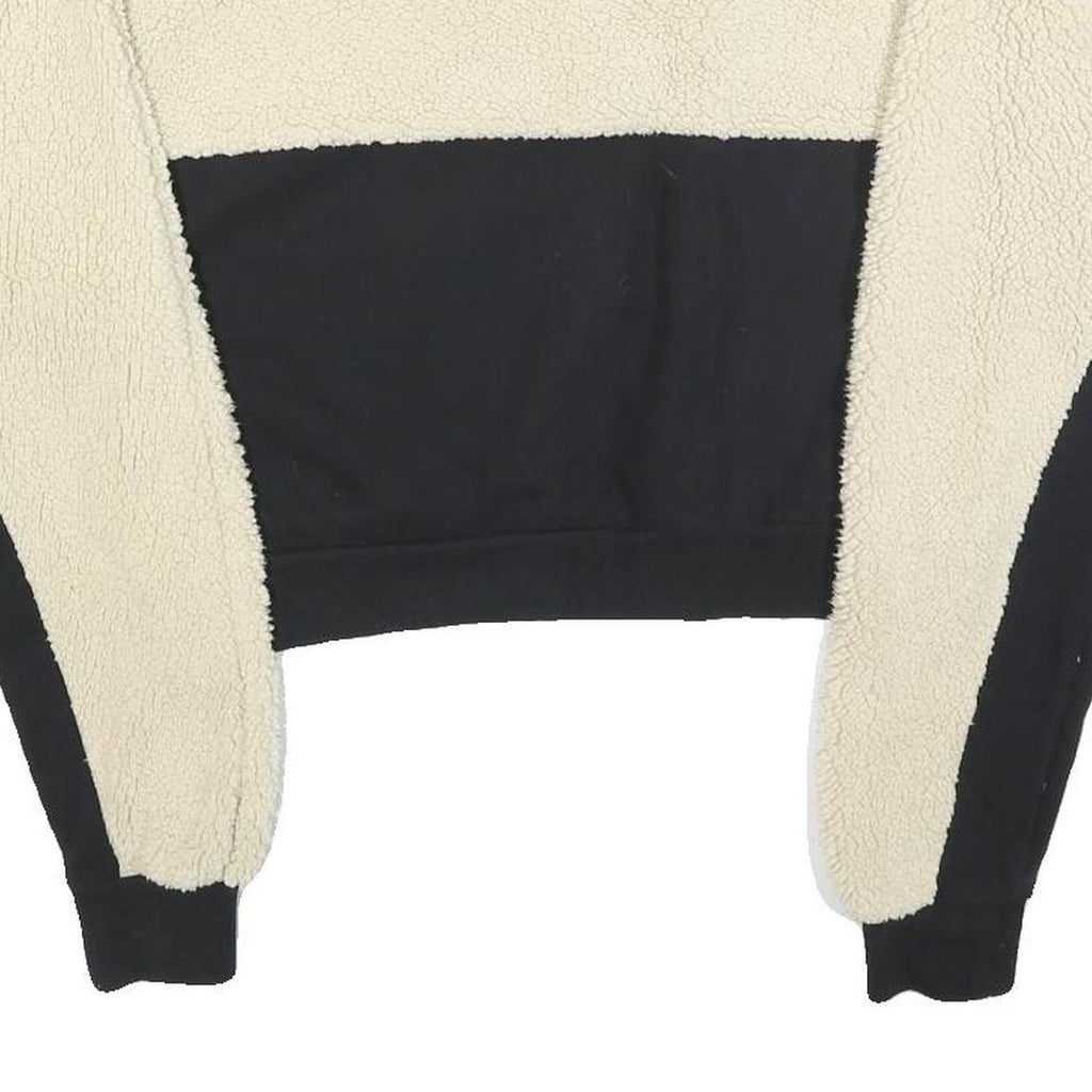 FILA Womens Cream & Black Crew Neck S Sherpa Fleece Sweatshirt Crop Top
