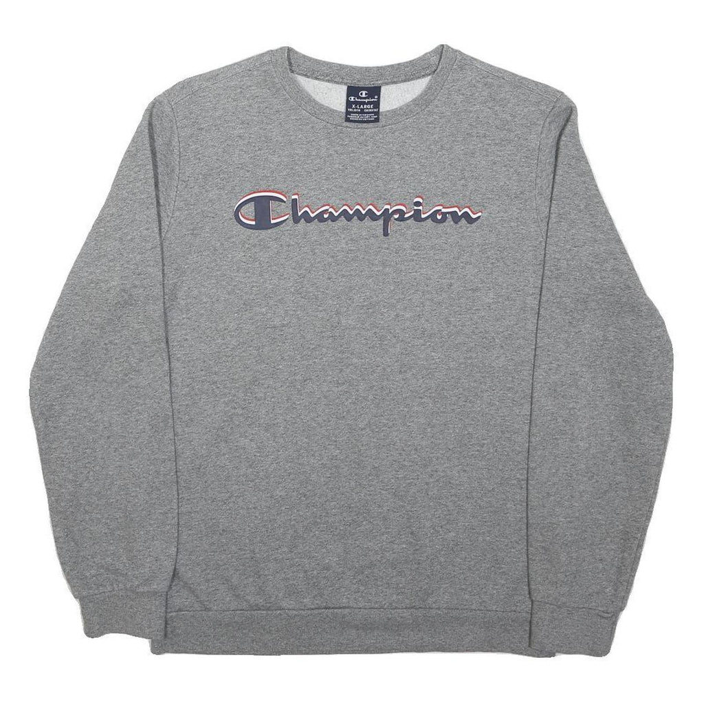 CHAMPION Boys Grey Cotton Blend Sweatshirt Crew Neck 13-14Y Classic Logo