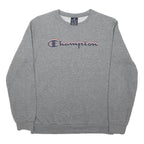 CHAMPION Boys Grey Cotton Blend Sweatshirt Crew Neck 13-14Y Classic Logo