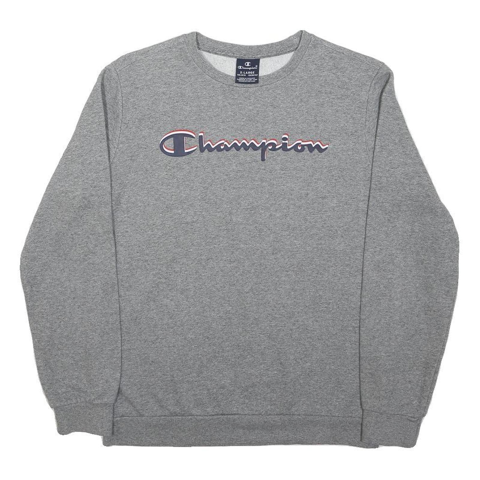 CHAMPION Boys Grey Cotton Blend Sweatshirt Crew Neck 13-14Y Classic Logo