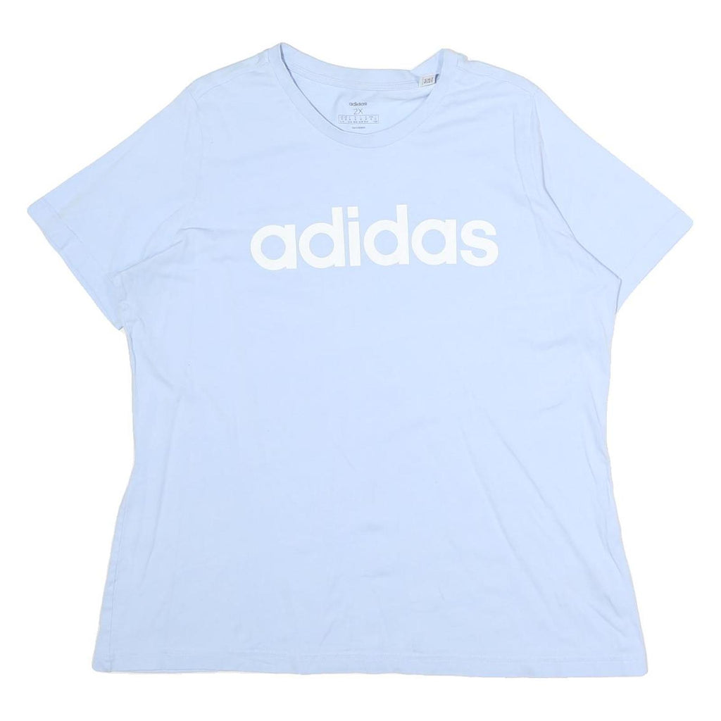 ADIDAS Mens Light Blue Cotton T-Shirt XL Short Sleeve Crew Neck Logo Print