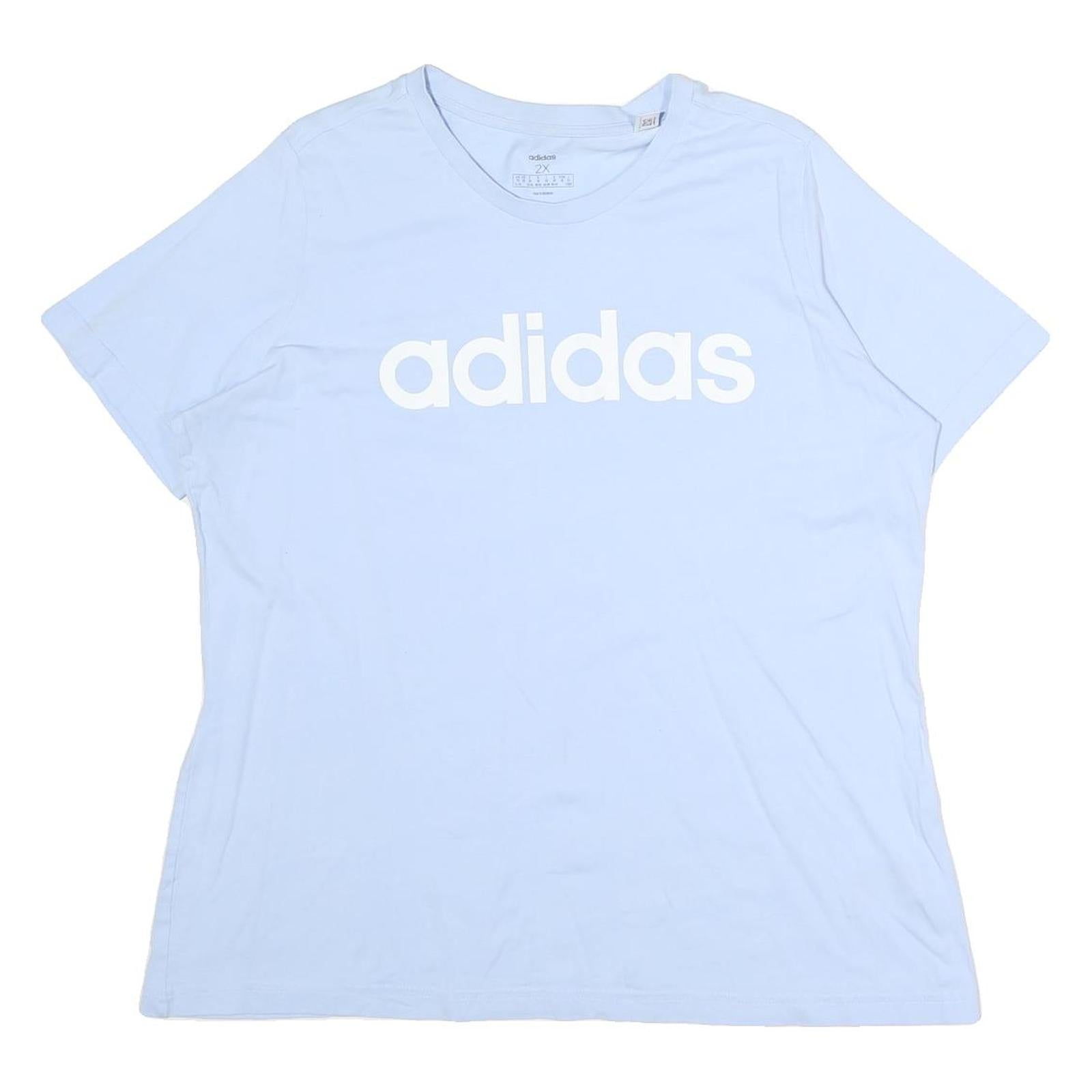 ADIDAS Mens Light Blue Cotton T-Shirt XL Short Sleeve Crew Neck Logo Print