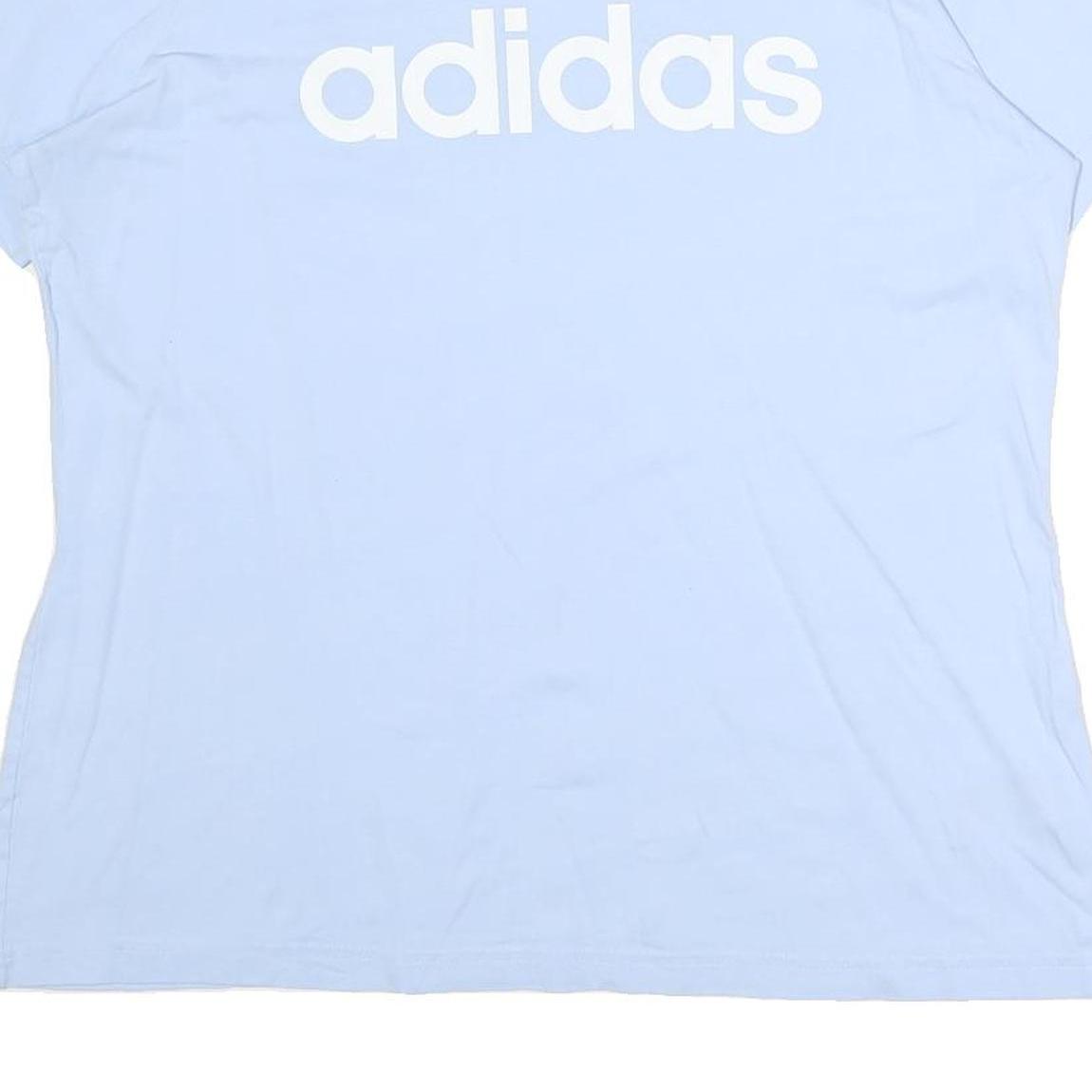ADIDAS Mens Light Blue Cotton T-Shirt XL Short Sleeve Crew Neck Logo Print