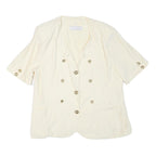 CLASSIC COLLECTION Womens Cream Button Jacket M Viscose Plain Elegant Detail