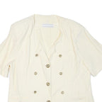 CLASSIC COLLECTION Womens Cream Button Jacket M Viscose Plain Elegant Detail