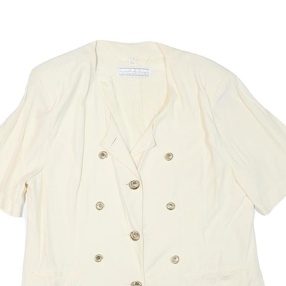 CLASSIC COLLECTION Womens Cream Button Jacket M Viscose Plain Elegant Detail