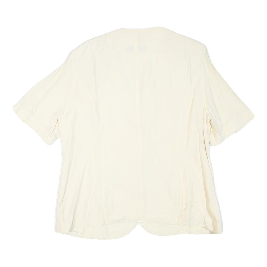 CLASSIC COLLECTION Womens Cream Button Jacket M Viscose Plain Elegant Detail