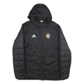 ADIDAS Mens Black Football Club Basel Jacket L Polyester Puffer Quilted Hooded