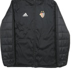 ADIDAS Mens Black Football Club Basel Jacket L Polyester Puffer Quilted Hooded