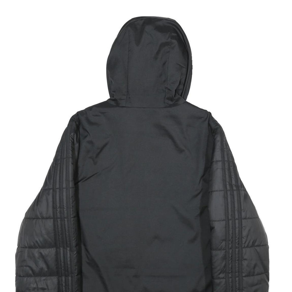 ADIDAS Mens Black Football Club Basel Jacket L Polyester Puffer Quilted Hooded